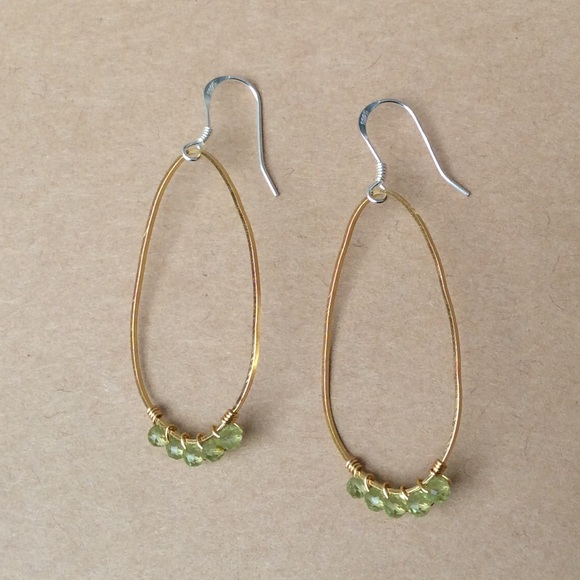 Handcrafted Jewelry - handcrafted Sundance charm natural Peridot Sterling silver gold plated earrings